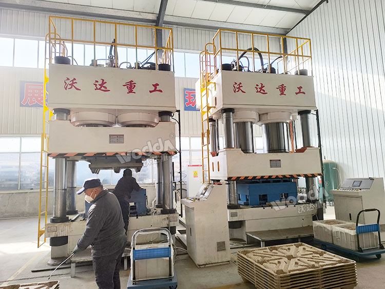 1600噸木屑托盤液壓機現(xiàn)場